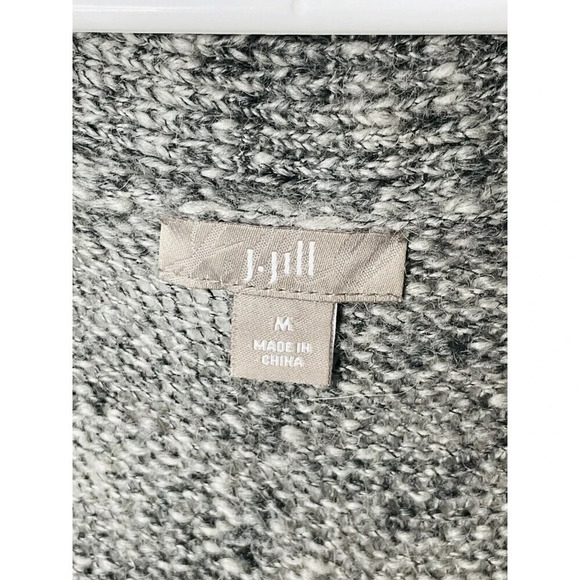 J Jill Open Cardigan Sz M Gray One Button Knit Wool Alpaca Blend Business Casual - Picture 4 of 8